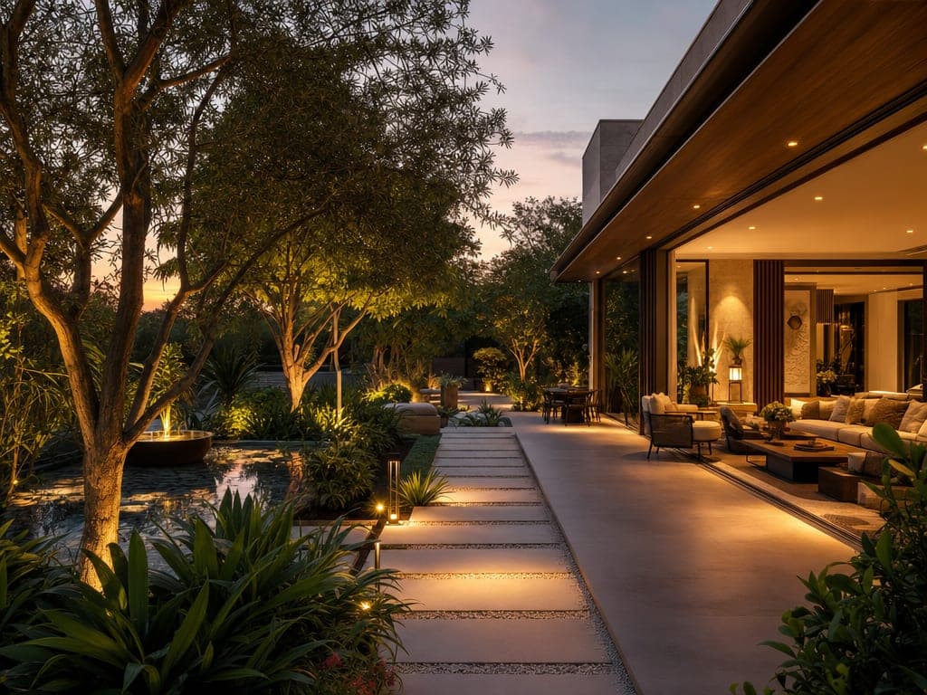 Inside a Al Barari smart home at golden hour