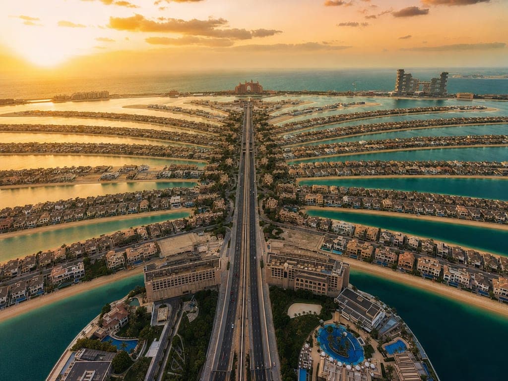Inside a Palm Jumeirah smart home at golden hour
