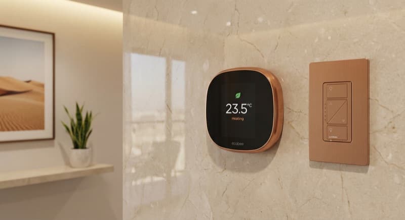 Smart AC thermostat controlling climate in Dubai Marina apartment