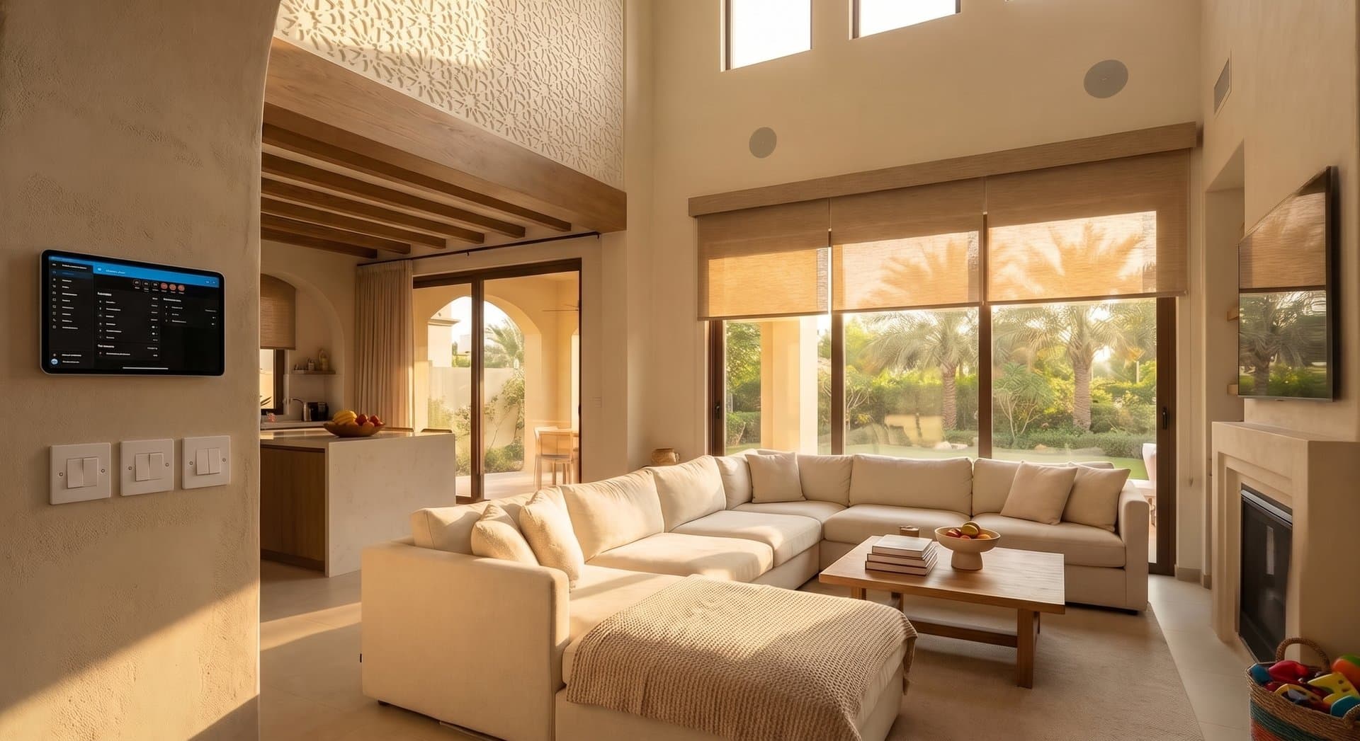 Arabian Ranches villa living room with smart home automation