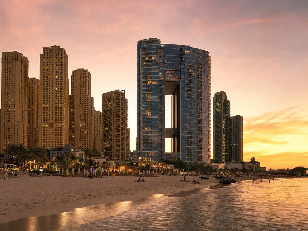 Inside a JBR smart home at golden hour